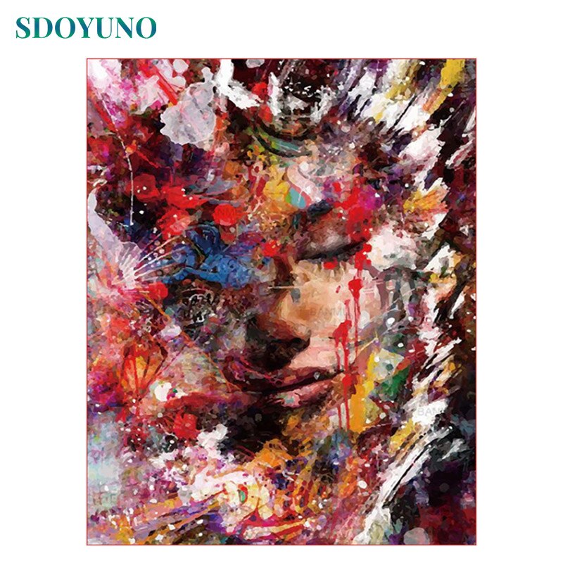 SDOYUNO 60x75cm pictures by numbers DIY Frame Painting By Numbers Adults Figure Painting on canvas Home Decor Wall Art For Gift