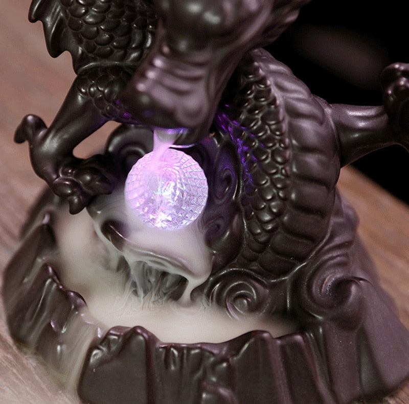 7-Color Handmade Ceramic Dragon Incense Burner