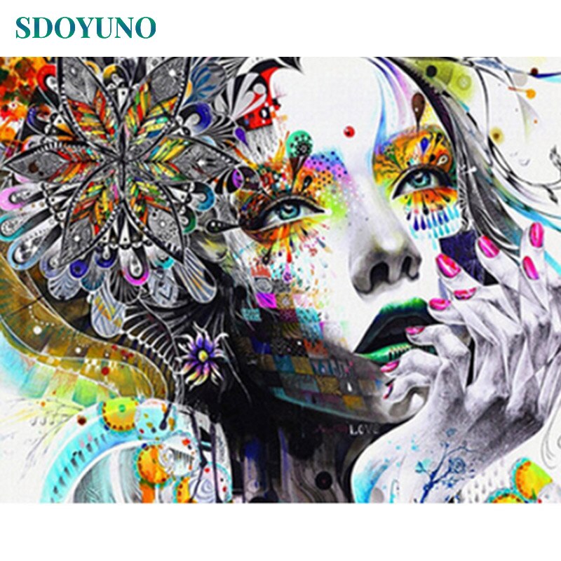 SDOYUNO 60x75cm pictures by numbers DIY Frame Painting By Numbers Adults Figure Painting on canvas Home Decor Wall Art For Gift